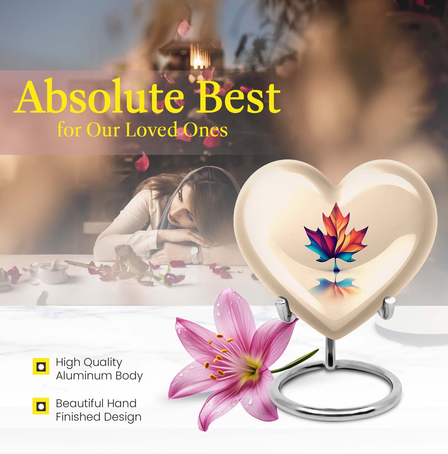 heart-shaped mapple leaf urn