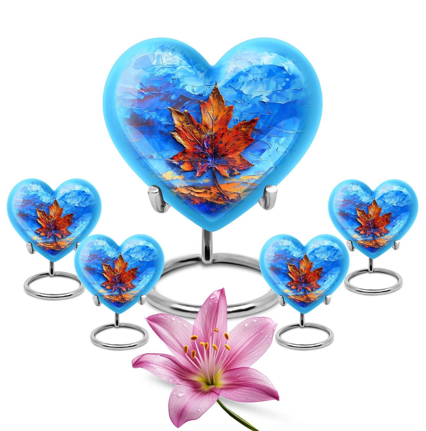 Mapple Leaf Theme Large Urn With 4 Keepsake Urn