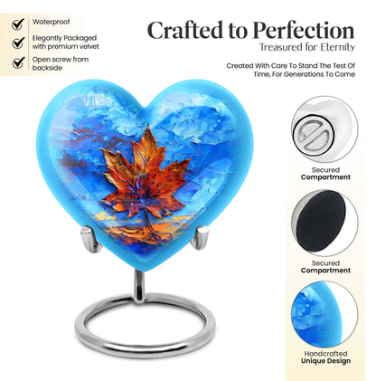 10-inch heart-shaped mapple leaf urn for ashes of women,