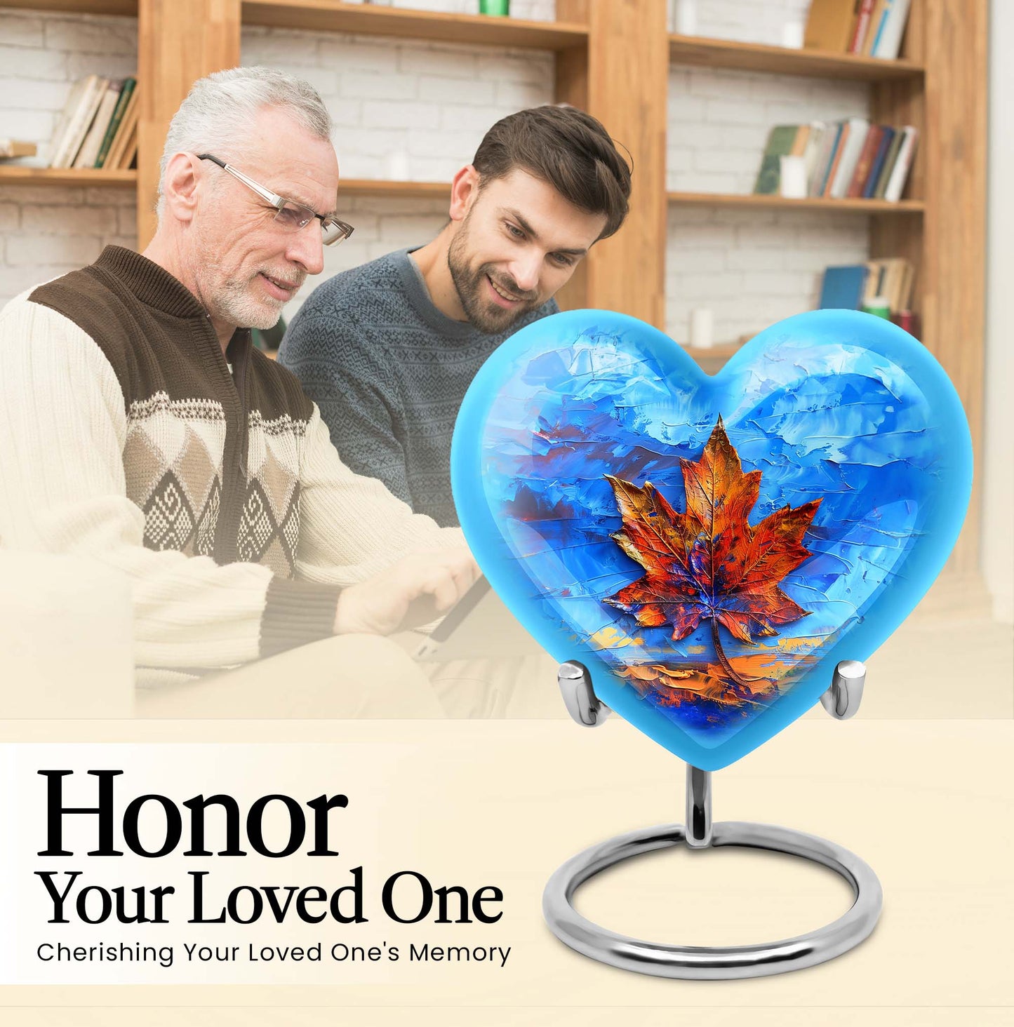 10-inch heart-shaped mapple leaf urn for ashes of women,