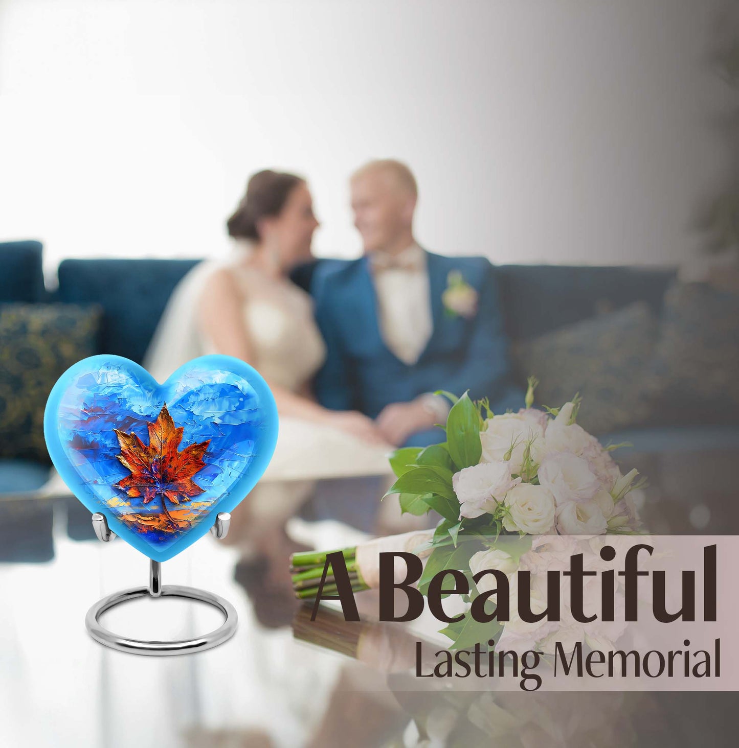 10-inch heart-shaped mapple leaf urn for ashes of women,