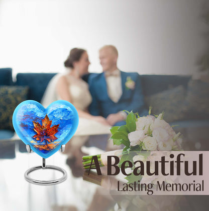 10-inch heart-shaped mapple leaf urn for ashes of women,