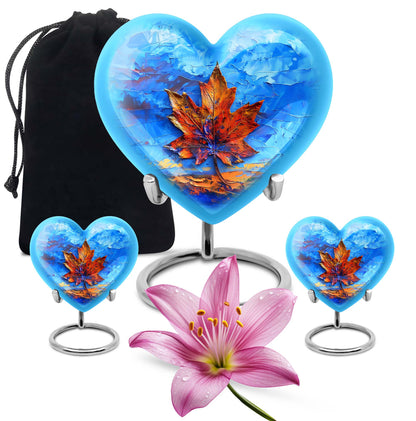 10-inch heart-shaped mapple leaf urn for ashes of women,