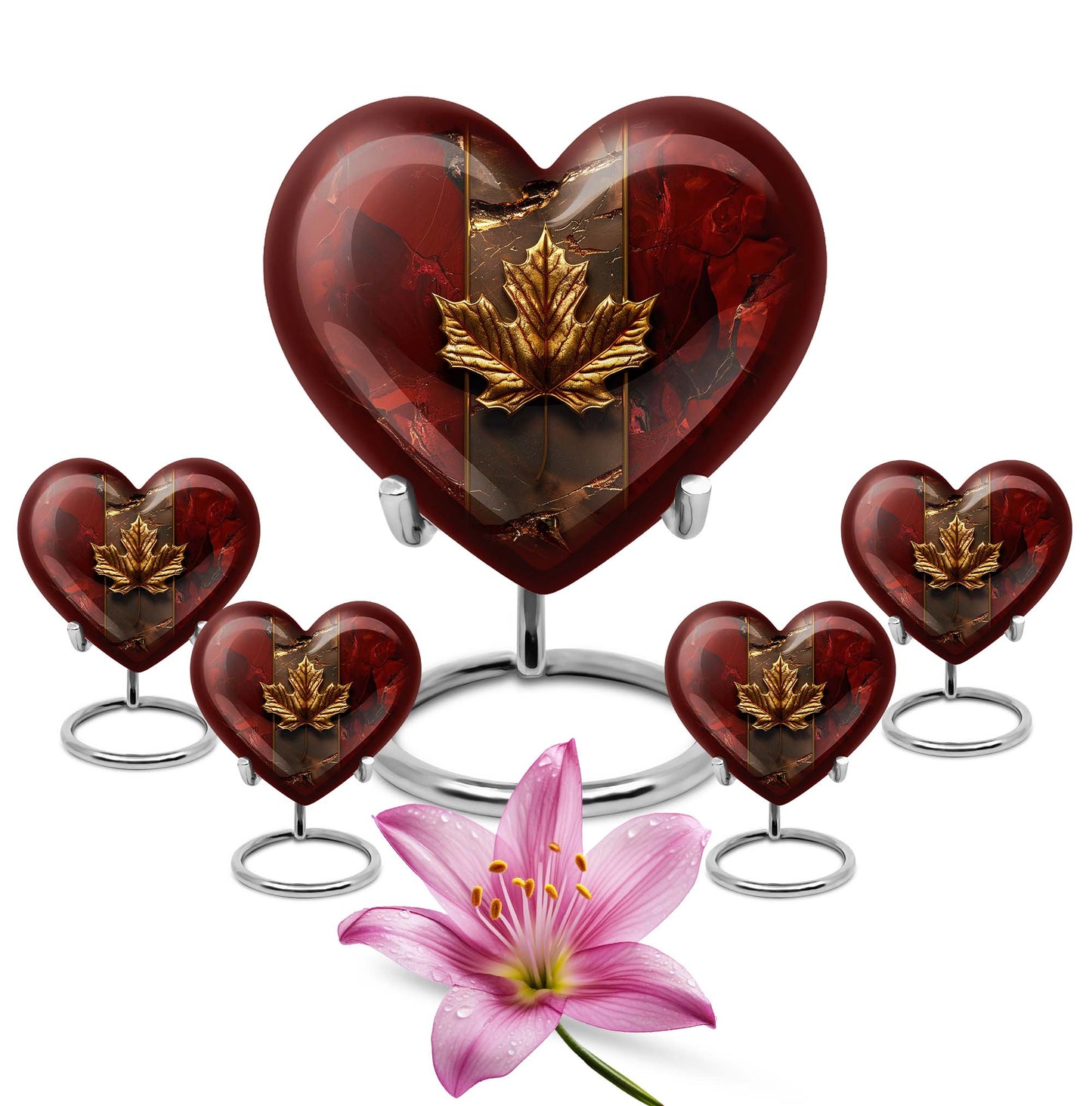 Mapple Leaf Theme Large Urn With 4 Keepsake Urn