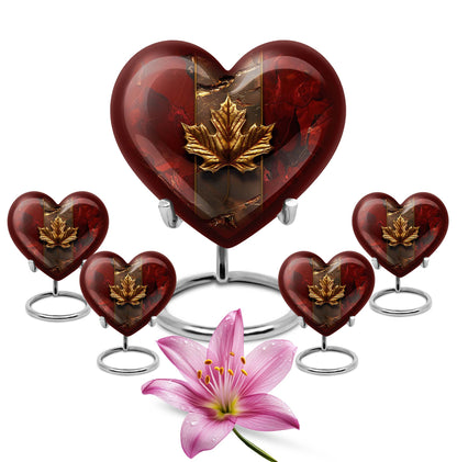 Mapple Leaf Theme Large Urn With 4 Keepsake Urn