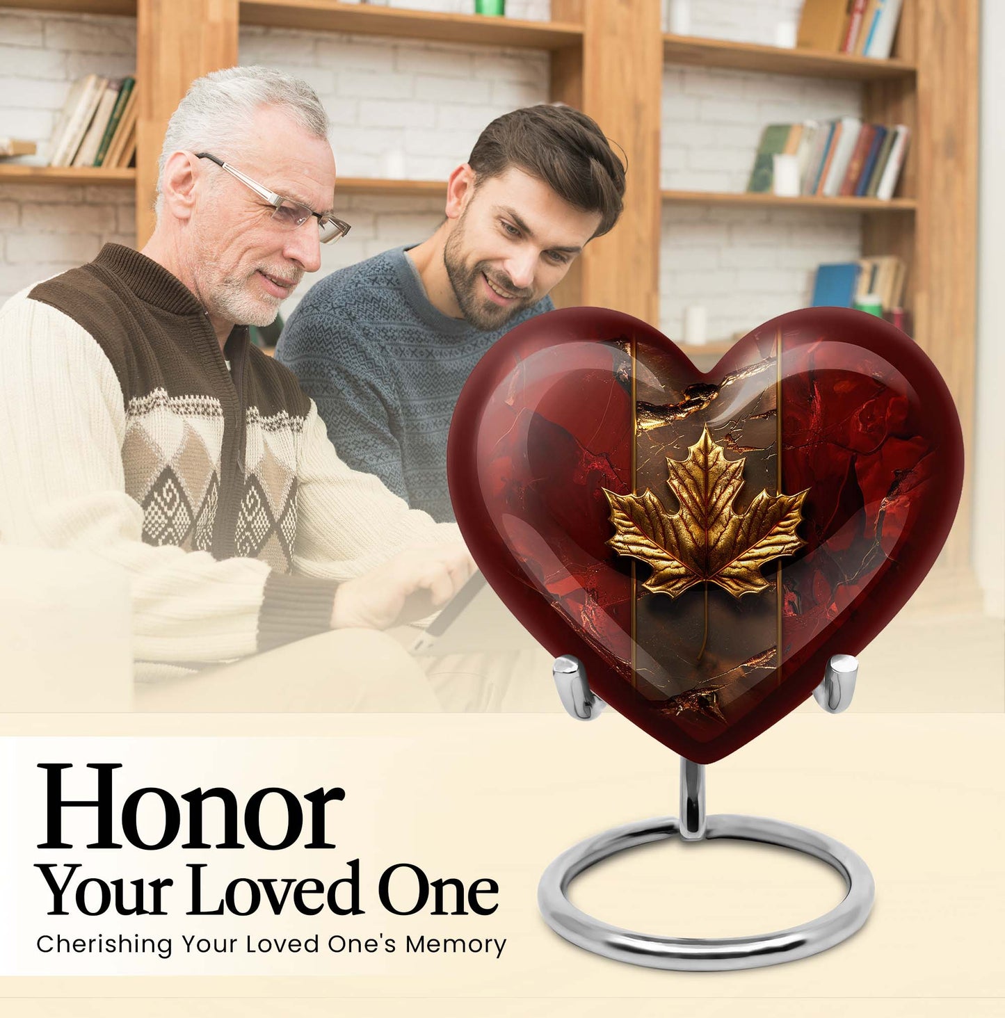 heart-shaped mapple leaf urn for male adults