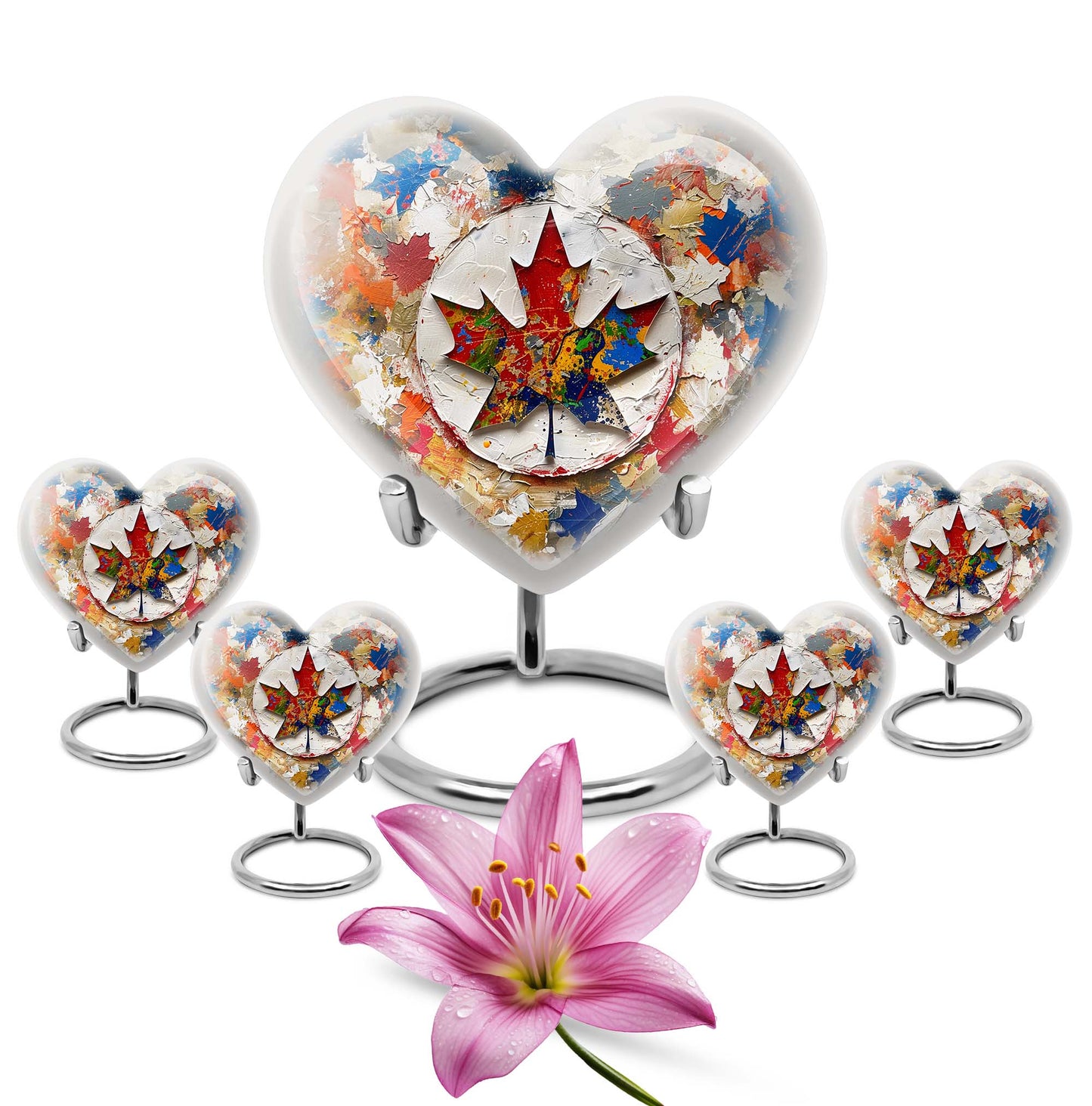 Mapple Leaf Theme Large Urn With 4 Keepsake Urn