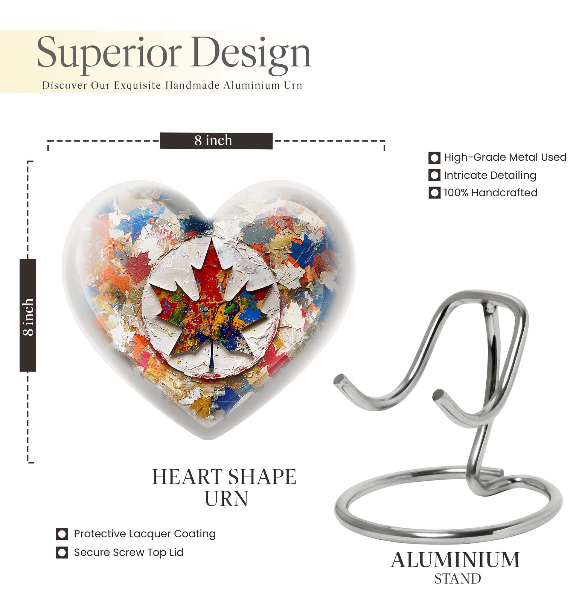 heart-shaped mapple leaf urn