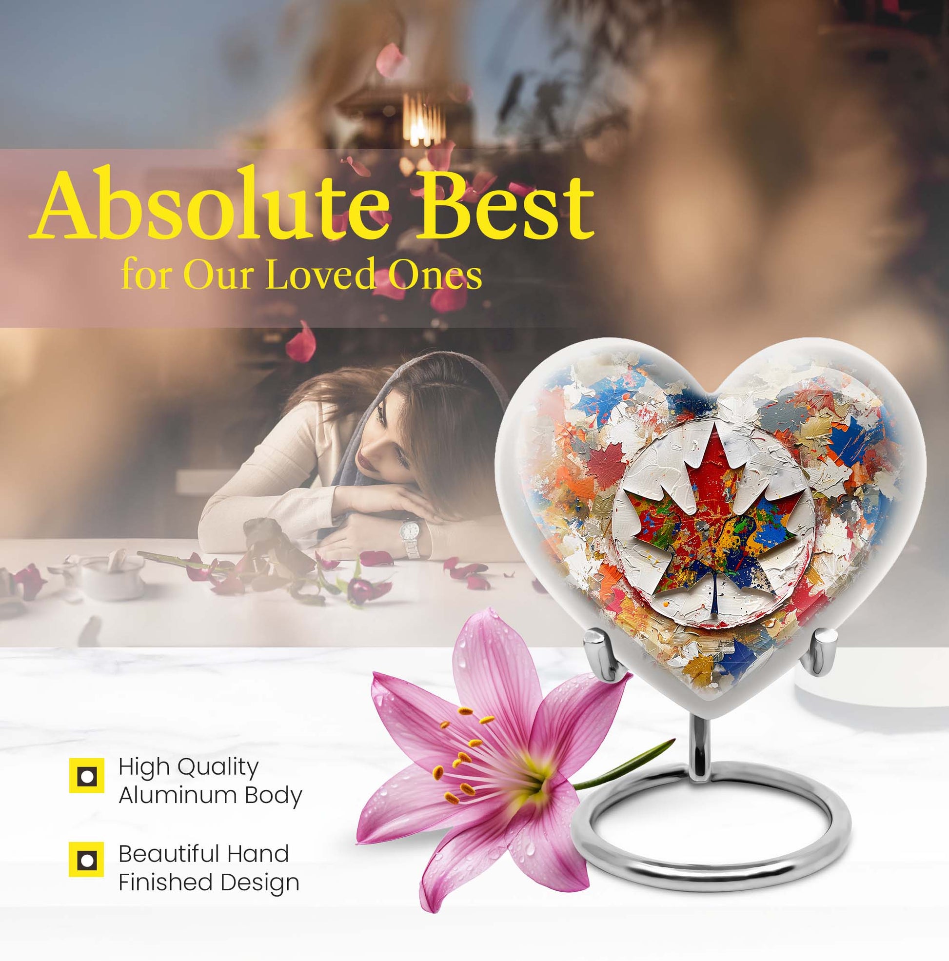 heart-shaped mapple leaf urn
