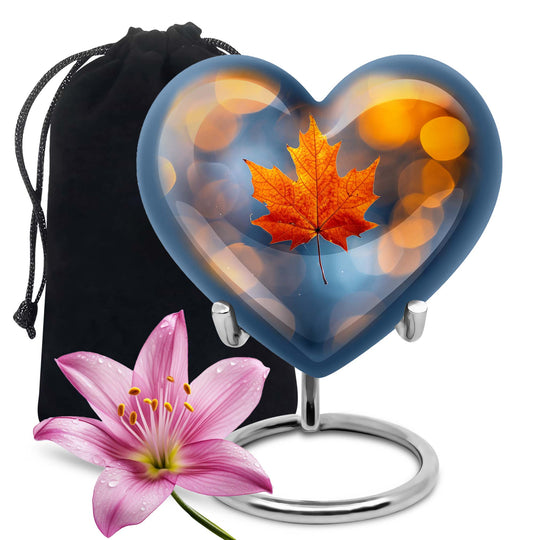 heart-shaped mapple leaf cremation urn