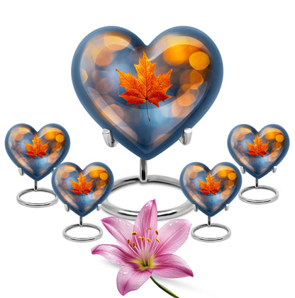 heart-shaped mapple leaf cremation urn