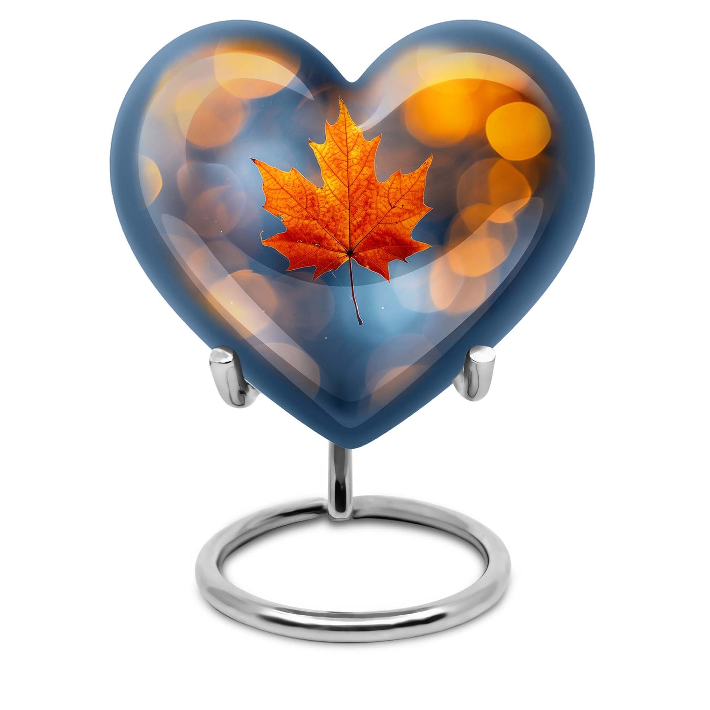 heart-shaped mapple leaf cremation urn