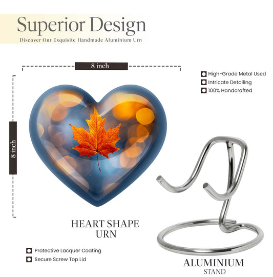 heart-shaped mapple leaf cremation urn
