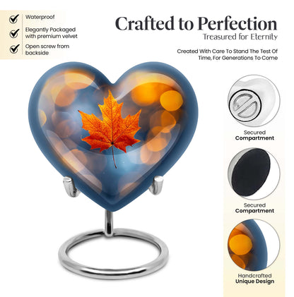 heart-shaped mapple leaf cremation urn