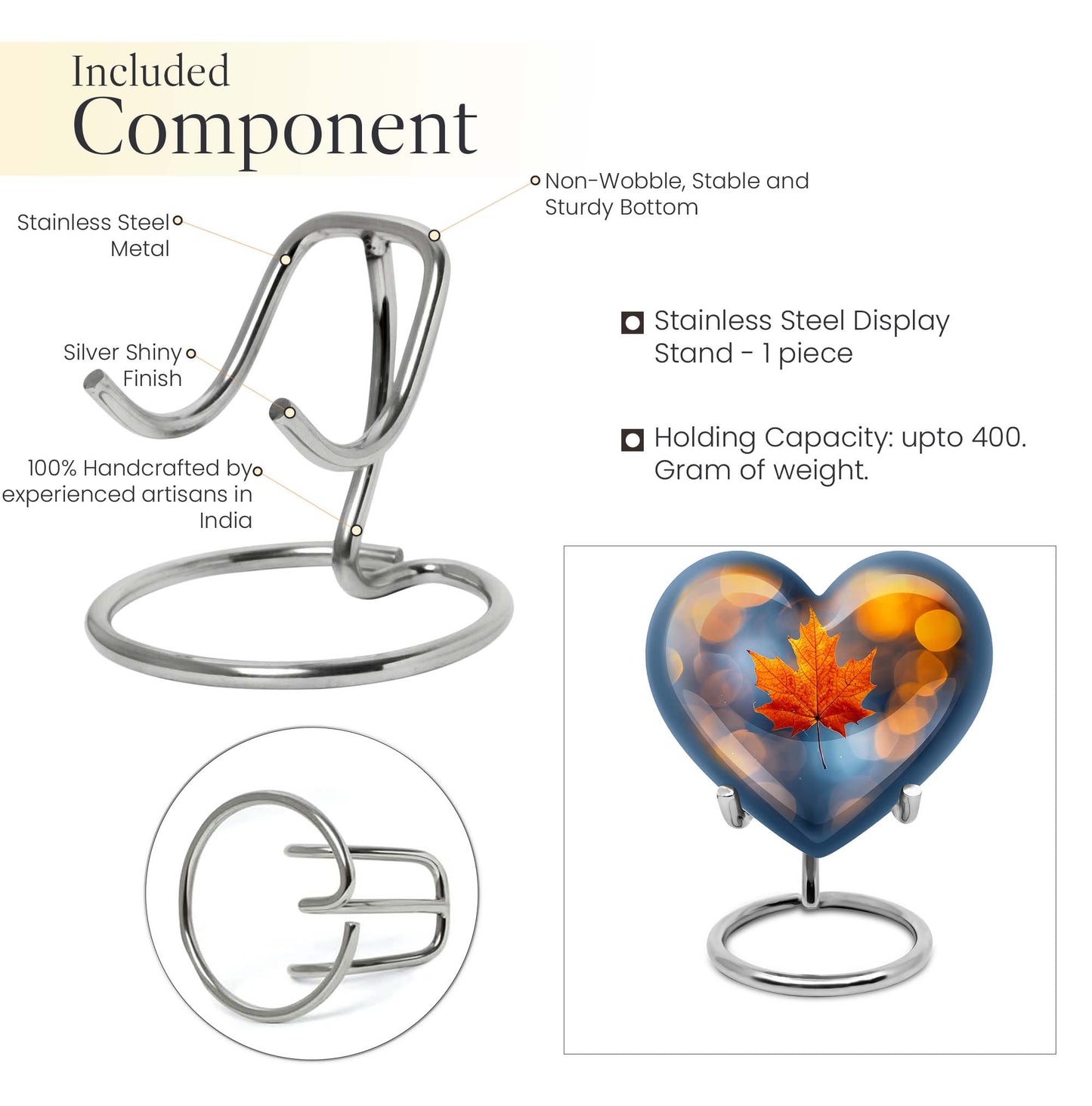 heart-shaped mapple leaf cremation urn