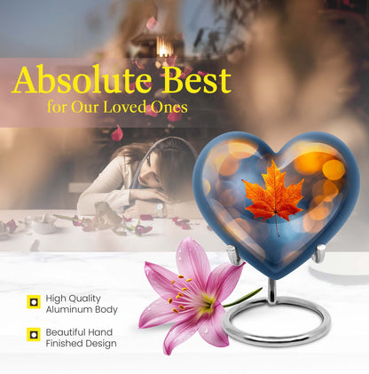 heart-shaped mapple leaf cremation urn