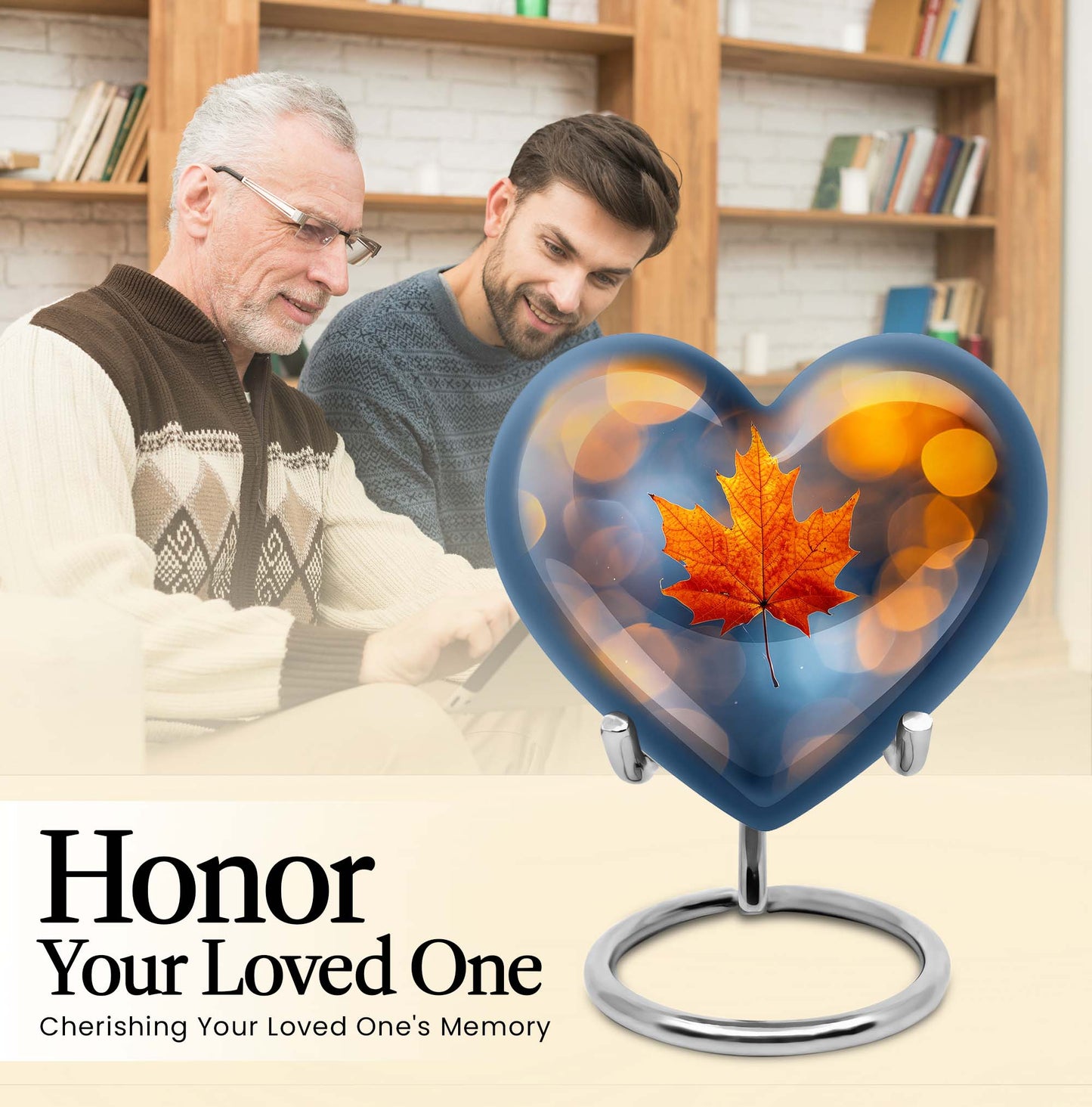 heart-shaped mapple leaf cremation urn