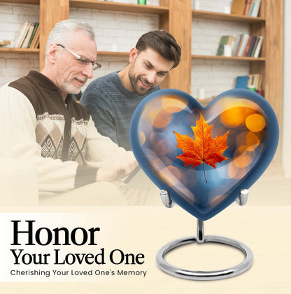 heart-shaped mapple leaf cremation urn