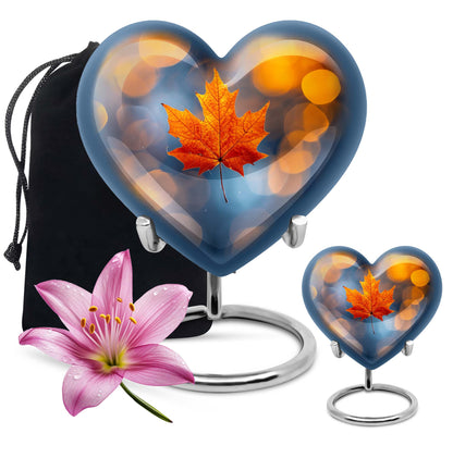 heart-shaped mapple leaf cremation urn