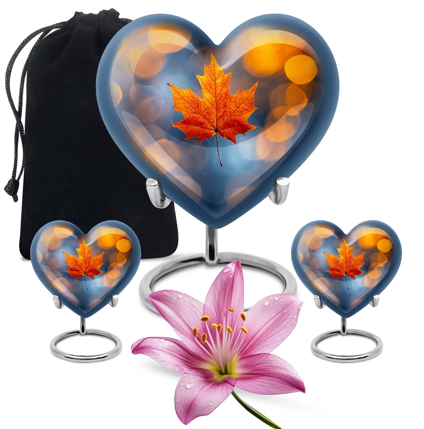 heart-shaped mapple leaf cremation urn