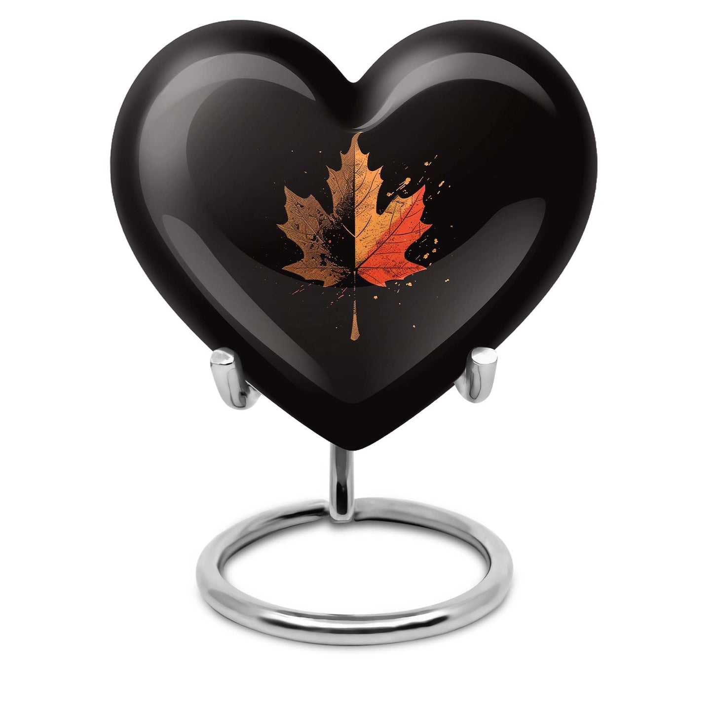 Heart shaped mapple leaf urn in aluminium, 10 inch, suitable for adult male ashes