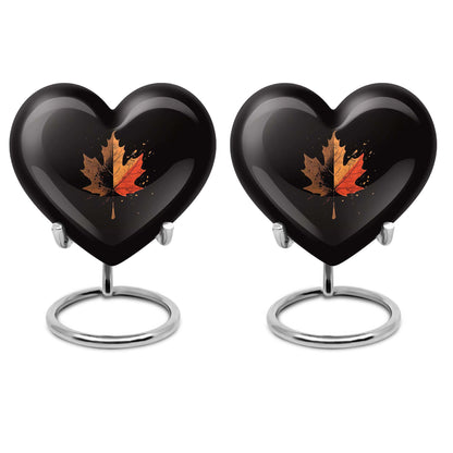 Heart shaped mapple leaf urn in aluminium, 10 inch, suitable for adult male ashes
