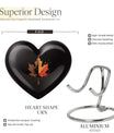 Heart shaped mapple leaf urn in aluminium, 10 inch, suitable for adult male ashes