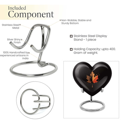 Heart shaped mapple leaf urn in aluminium, 10 inch, suitable for adult male ashes