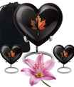 Heart shaped mapple leaf urn in aluminium, 10 inch, suitable for adult male ashes