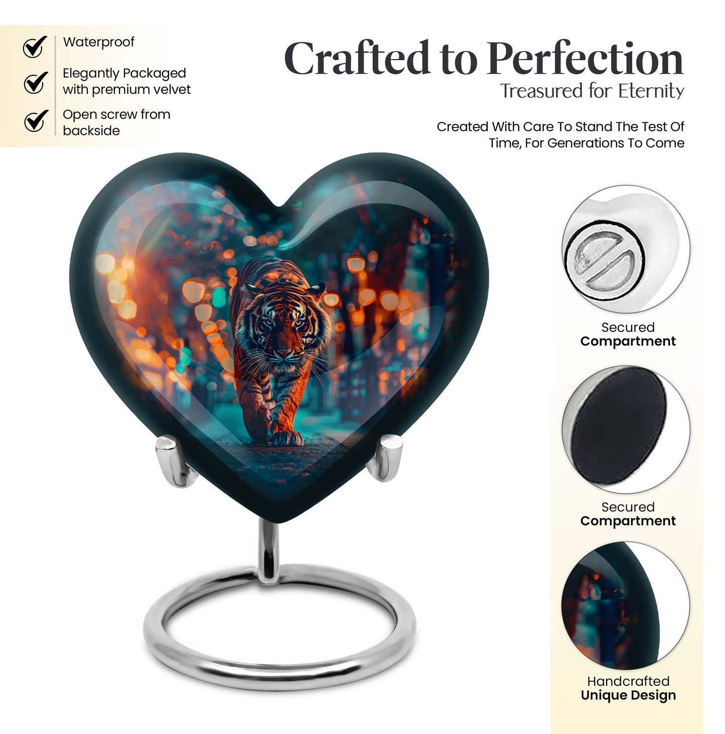  Tiger Heart Urn for cremation ashes,