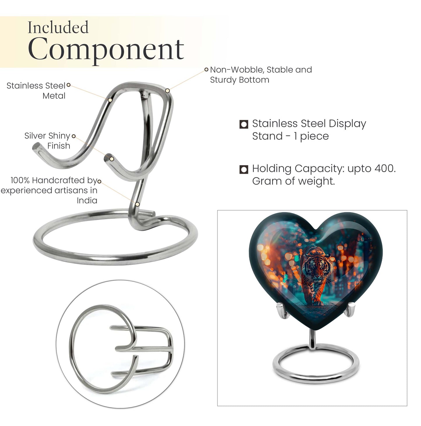  Tiger Heart Urn for cremation ashes,