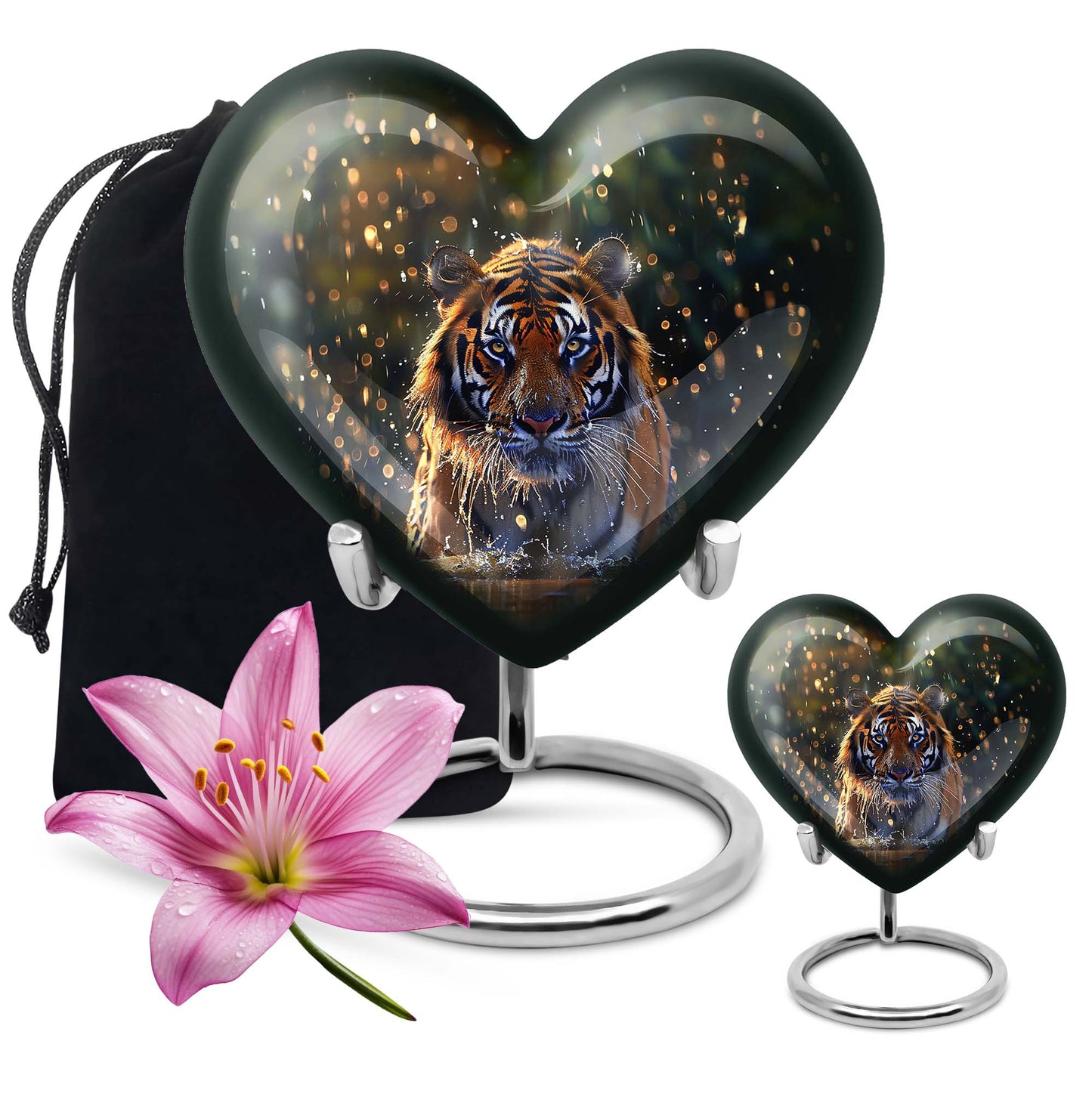 Tiger Theme Large Urn With 1 Keepsake Urn