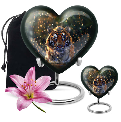 Tiger Theme Large Urn With 1 Keepsake Urn