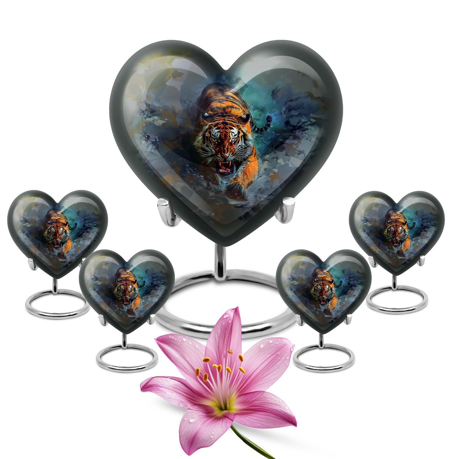 large heart-shaped tiger urn