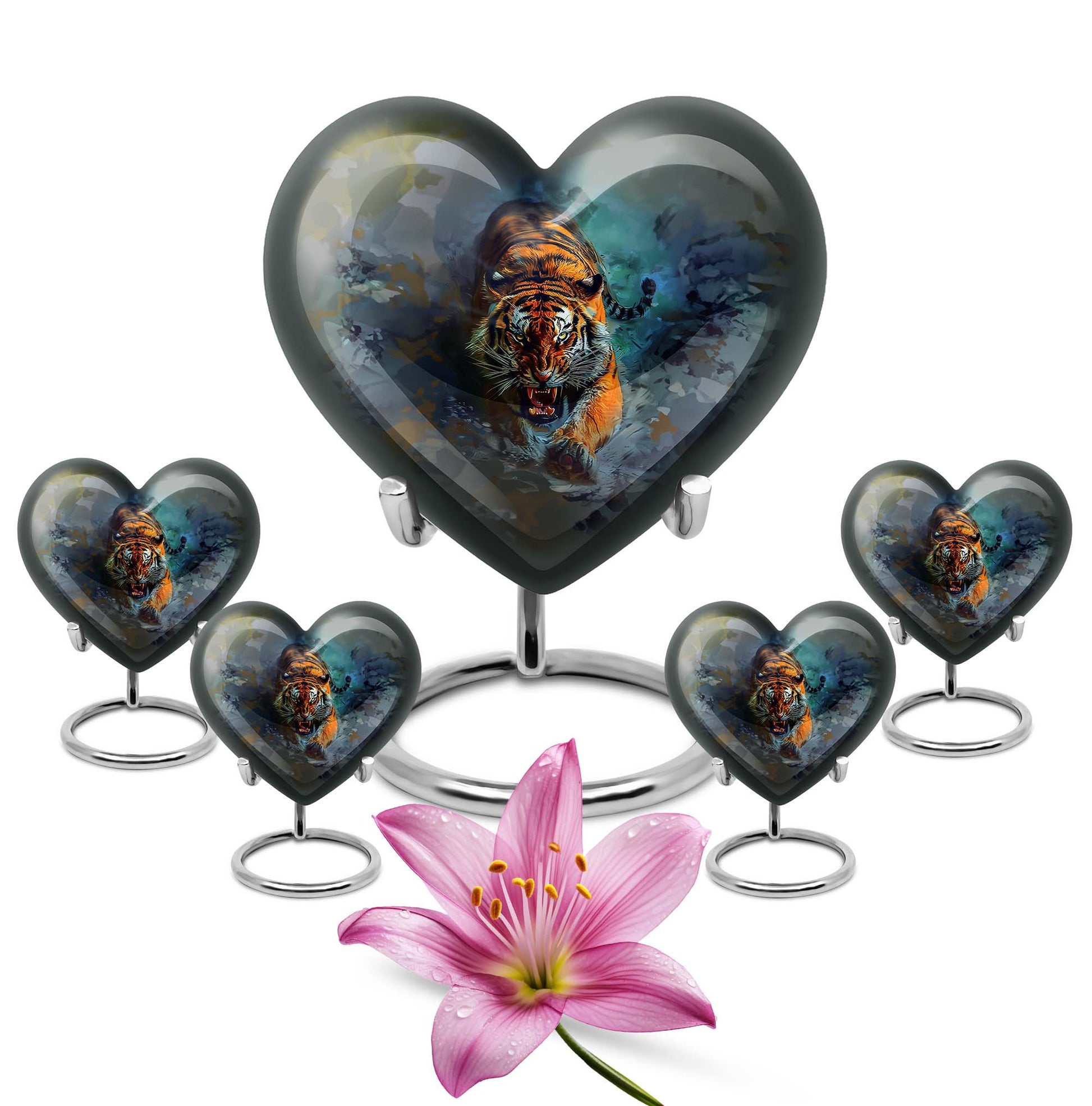 large heart-shaped tiger urn