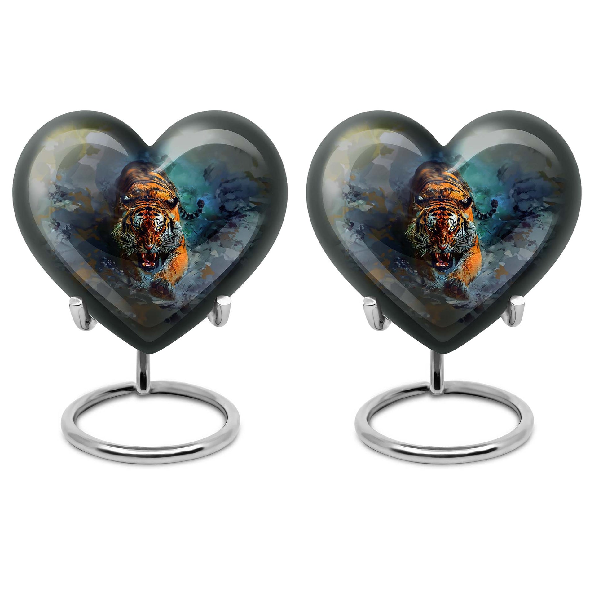 large heart-shaped tiger urn