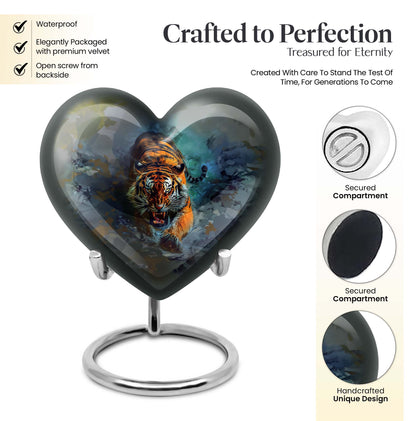 large heart-shaped tiger urn