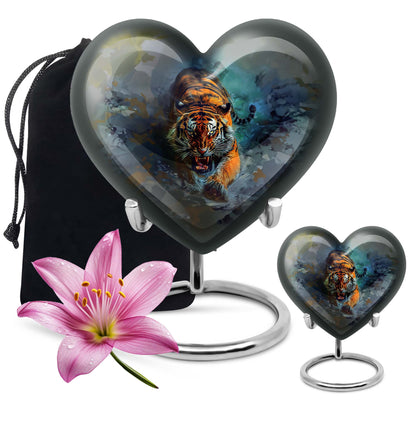 large heart-shaped tiger urn