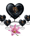 heart-shaped tiger urn with floral theme for cremation