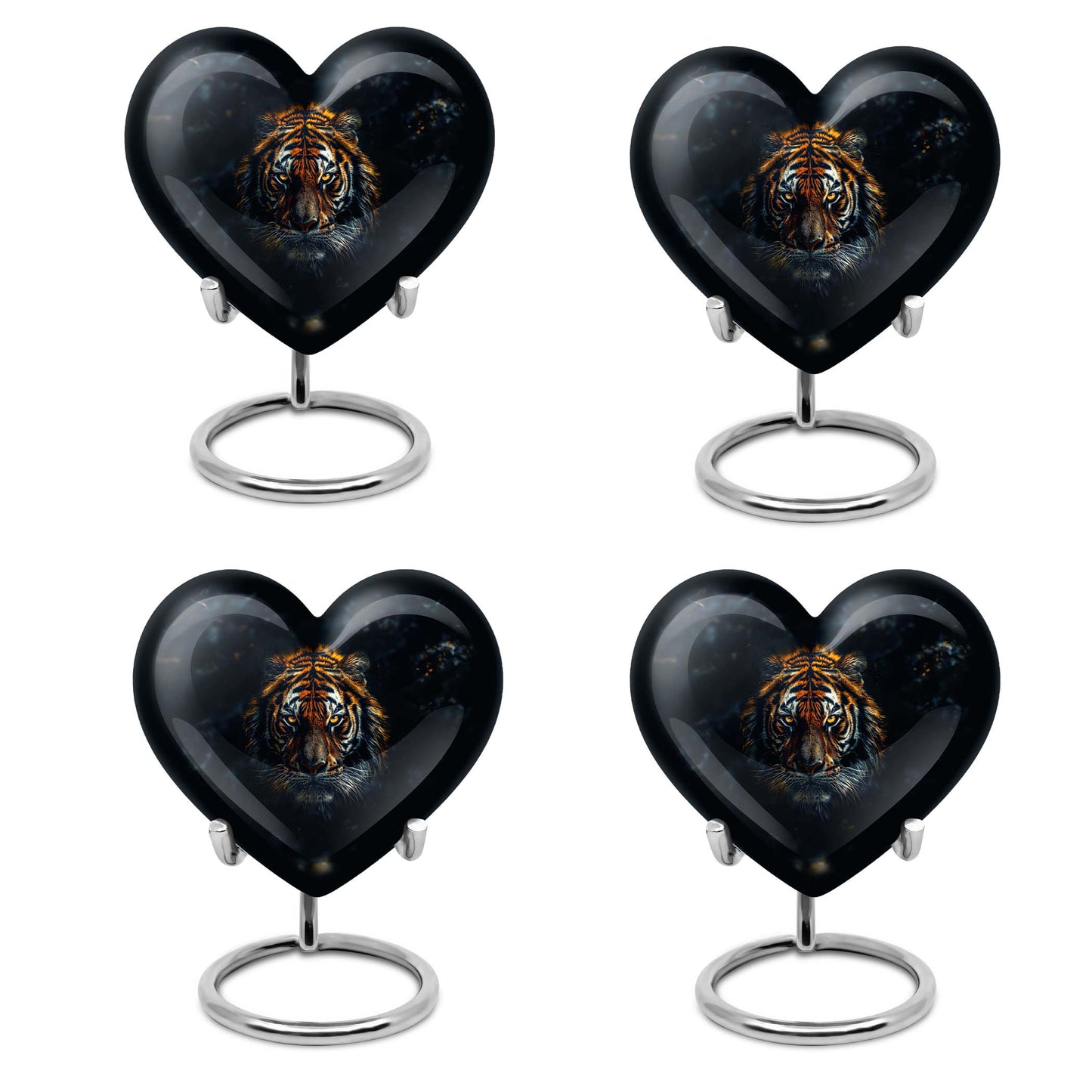  heart-shaped tiger urn with floral theme for cremation