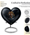  heart-shaped tiger urn with floral theme for cremation