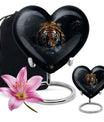 heart-shaped tiger urn with floral theme for cremation