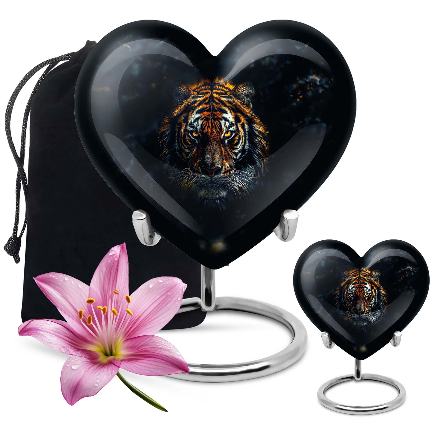 Tiger Theme Large Urn With 1 Keepsake Urn