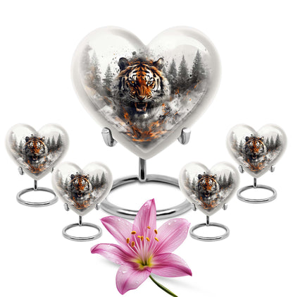 heart-designed tiger urn