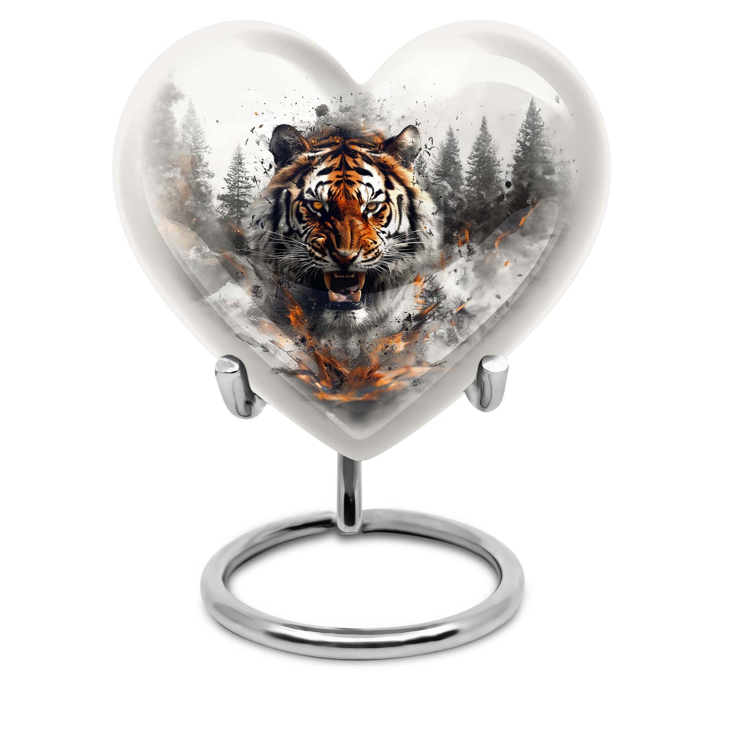 heart-designed tiger urn