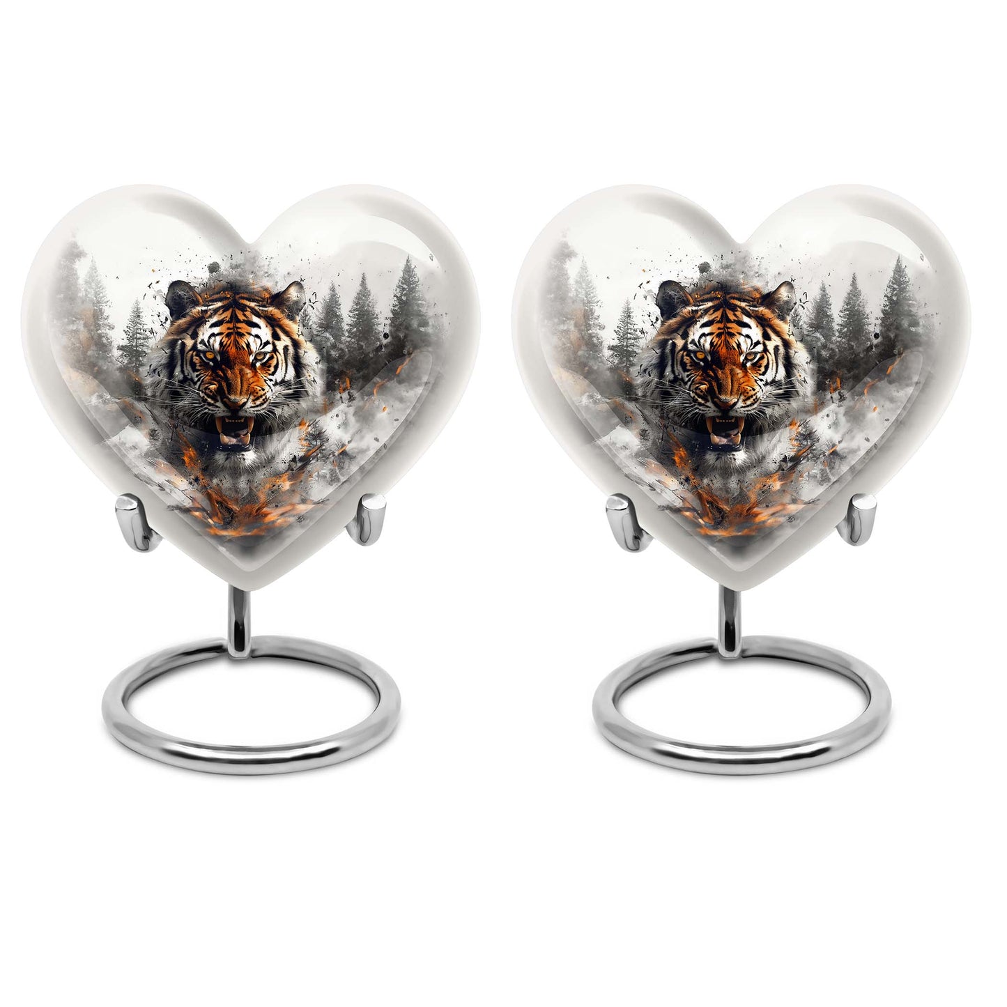 heart-designed tiger urn