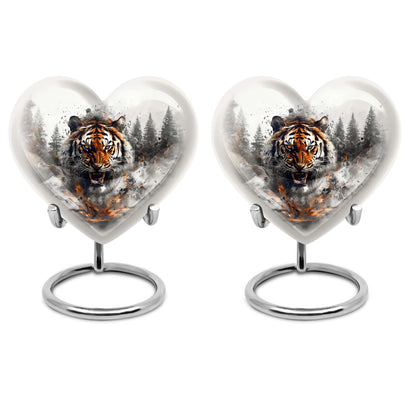 heart-designed tiger urn
