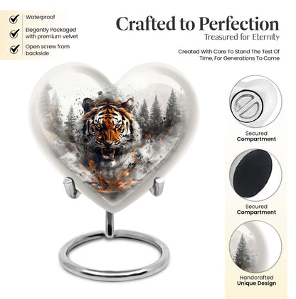 heart-designed tiger urn