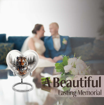 heart-designed tiger urn