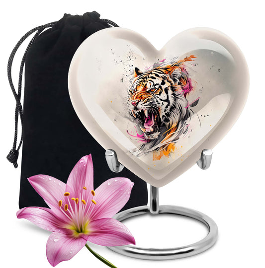 heart-shaped tiger urn